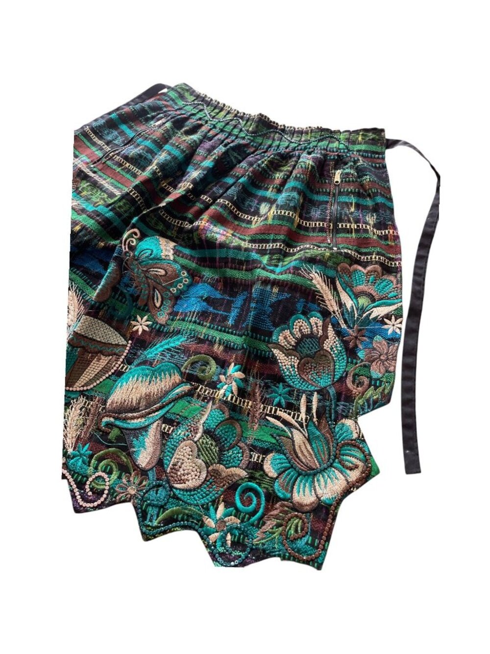 Vintage Guatemalan Hand Woven Half Apron Delantal Intricate Butterfly Floral Emb - Picture 10 of 15